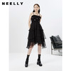NEELLY纳俪商场同款黑色吊带连衣裙女春夏新款中长款A字蓬蓬裙N23023Y01130 商品缩略图0