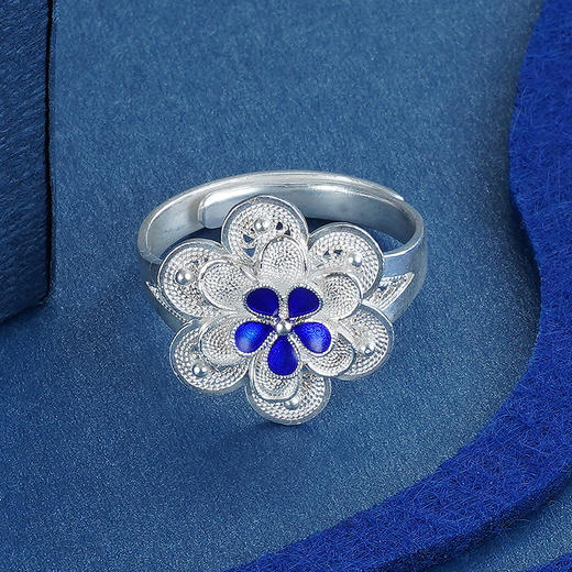 子佩集S990银【四叶】戒指【MXJZ005】花丝珐琅彩2302 商品图4