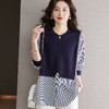 早春新款，假两件针织上衣女设计感洋气衬衫中长款宽松打底衫薄CC-66-5081 商品缩略图1