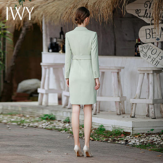 IWY/播音艺考主持人正装女大学生面试服装2023新款职业连衣裙收腰Q843 商品图3