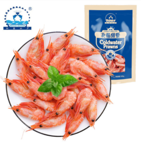 仁豪水产 熟冻北极甜虾 冰虾净重500g 45-60只/袋