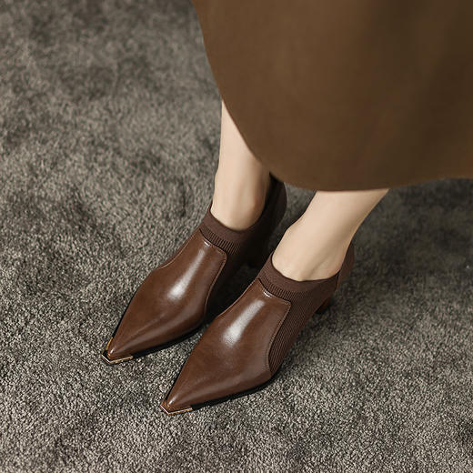 春季新款，里外全皮尖头拼接高跟深口单鞋HCY-K3298 商品图11