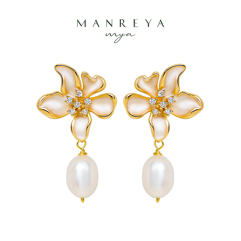 manreya“月下玉兰”浪漫珍珠耳环