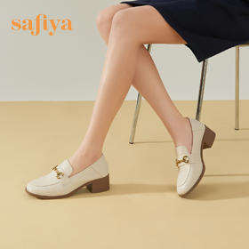 Safiya/索菲娅 复古英伦风2023年春季新款马衔扣浅口粗跟通勤乐福鞋 SF31112414