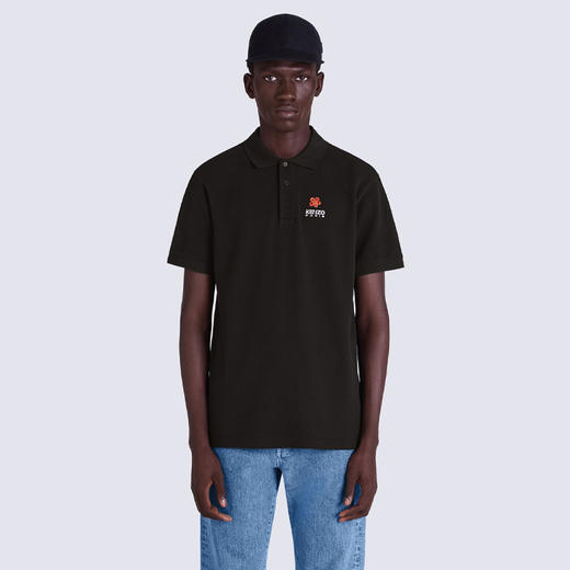 KENZO 高田贤三 男士棉质BOKE花朵刺绣徽标系列短袖POLO衫 黑色 FC65 PO002 4PU 99J 商品图1