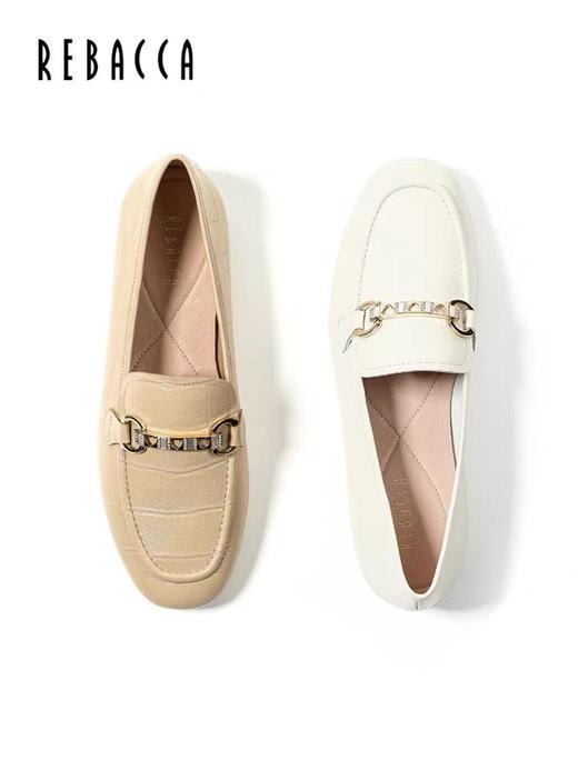 2楼瑞贝卡平底羊皮压花圆头乐福鞋31XR0603 商品图2