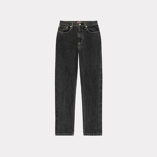 KENZO 高田贤三 女士棉质字母徽标贴片直筒休闲牛仔裤 深灰色 FD52 DP210 6C2 BB 商品图0