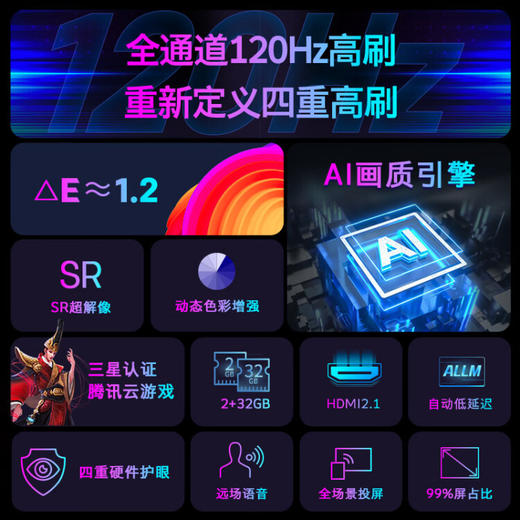 创维电视65英寸120Hz高刷 2+32G内存 原彩高色准 4K超高清远场语音蓝牙5.1液晶平板电视机 65A23 商品图8