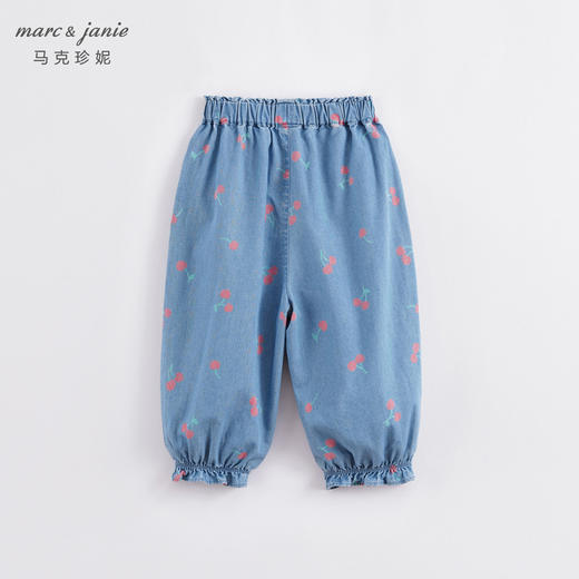 马克珍妮夏装新款 女童樱桃满印纯棉牛仔裤 儿童裤子230766 商品图1