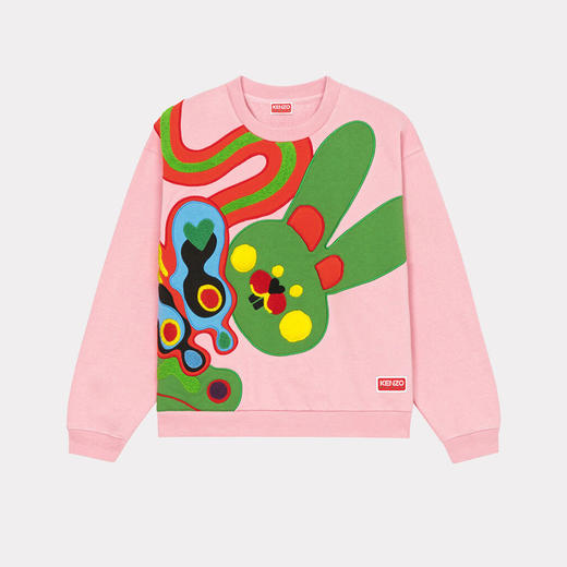 KENZO 高田贤三 女士棉质动物刺绣徽标长袖卫衣 粉色 FD52 SW044 4MF 30 商品图0