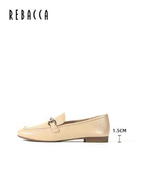 2楼瑞贝卡平底羊皮压花圆头乐福鞋31XR0603