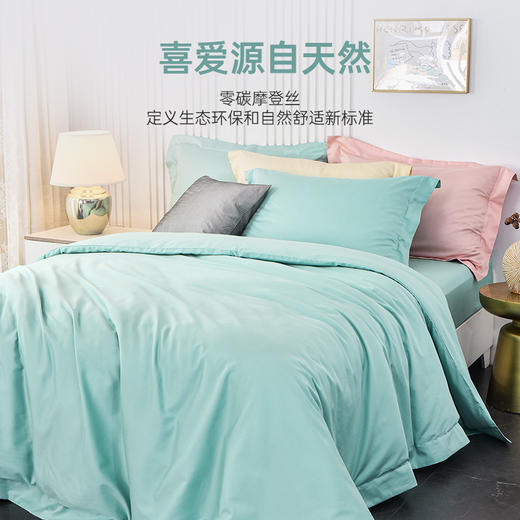 雅芳婷60S零碳摩登丝素色纯色系列连芯扣床上四件套被套枕套床笠四件套MC3923 商品图1