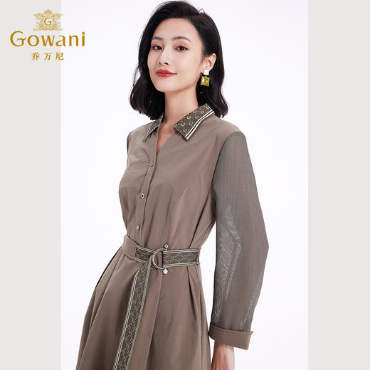 乔万尼早春新款气质连衣裙法式V领收腰长袖春季EF3E899 商品图1