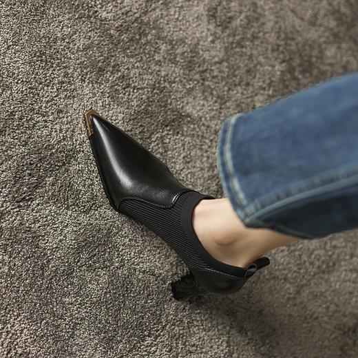 春季新款，里外全皮尖头拼接高跟深口单鞋HCY-K3298 商品图4