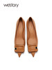westory23年春复古尖头水钻扣单鞋女休闲通勤名媛风小猫跟55201 商品缩略图2