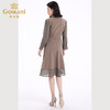乔万尼早春新款气质连衣裙法式V领收腰长袖春季EF3E899 商品缩略图4