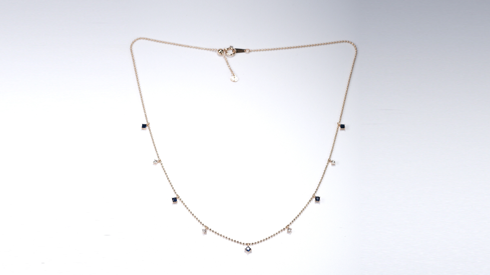 18K 蓝宝石钻石满天星项链 锁骨链