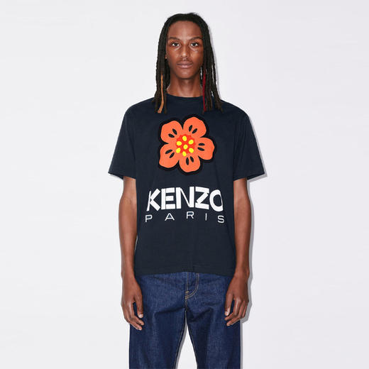 【二】KENZO 高田贤三 男士棉质 BOKE花朵印花 系列圆领短袖T恤 蓝色 FD55 TS445 4SO 77 商品图3