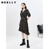 NEELLY纳俪商场同款V领碎花连衣裙女泡泡袖收腰A字裙不规则裙摆N23023Y01127 商品缩略图2