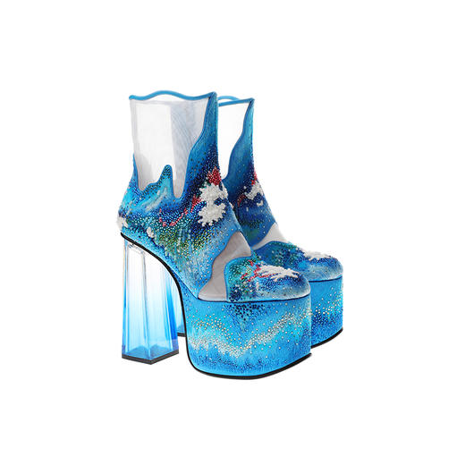 sheme羌族《云上》系列限量珍藏版原创设计手工刺绣烫钻新中式女士优雅短靴可定制 商品图5