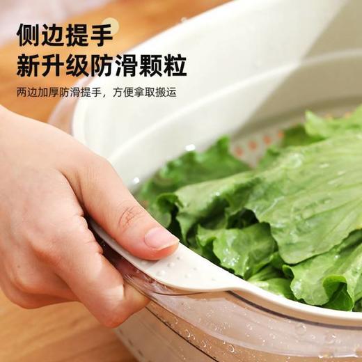 「北欧简约风 时尚专利设计」双层多功能收纳沥水篮   一物多用  叠放设计方便收纳 厚实环保无异味  食品级PP+PET材质  大尺寸10*cm21cm*24cm 商品图6