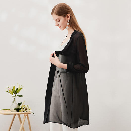 EITIE爱特爱春季新款宽松百搭抽绳显瘦针织衫开衫外套中长款6901611 商品图8