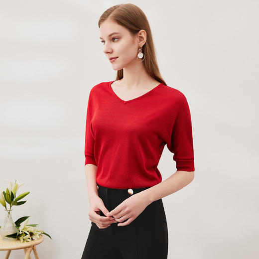 EITIE爱特爱春季新款五分袖透气短袖针织衫6901613 商品图8