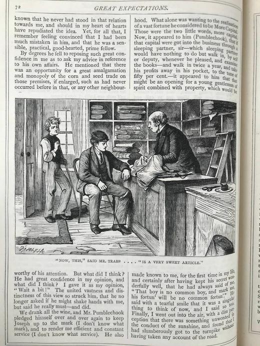 约19世纪后期 狄更斯《远大前程》 30幅插图 漆布精装16开 商品图12