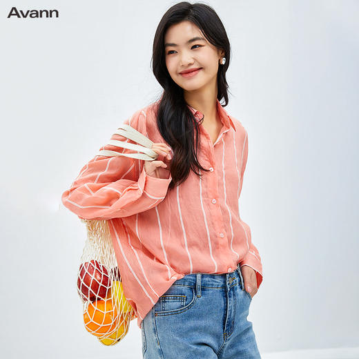 Avann条纹两穿天丝衬衫2310 商品图4