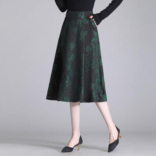 印花修身时尚大摆裙A字裙，后腰松紧气质通勤半身裙MYX-69927 商品图2