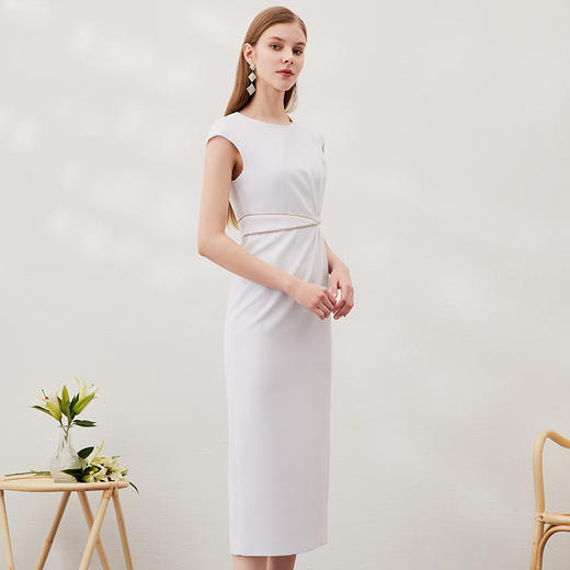 EITIE爱特爱春季新款洋气气质高腰显瘦飞袖礼服连衣裙长裙（建议手洗或装洗衣袋机洗，不可直接机洗 ）6977609 商品图3