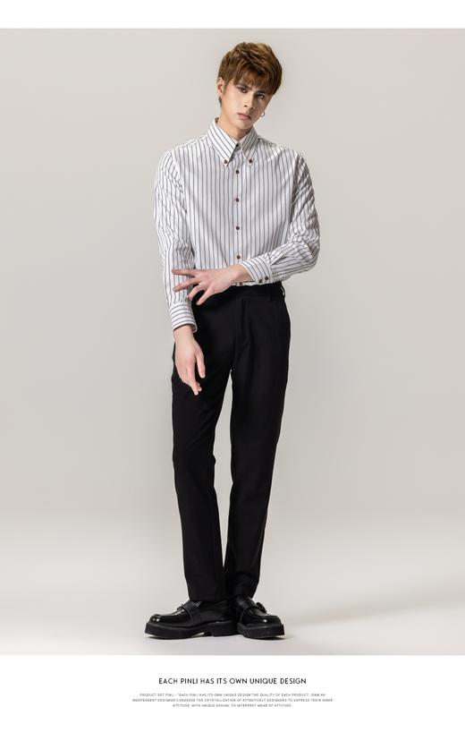 PINLI品立2023春季新款条纹扣领衬衫男士休闲商务衬衣GD231113039 商品图6