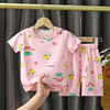 【舒适轻薄提花短袖套装】婴幼儿夏季套装男女宝宝短袖短裤套装儿童薄款空调家居服 商品缩略图4