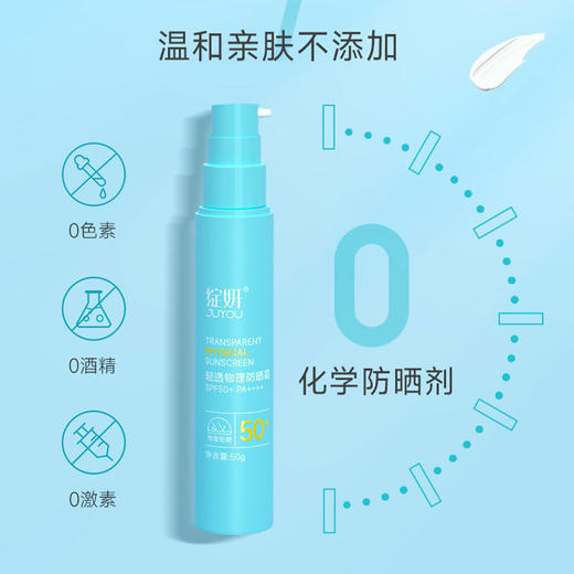 绽妍轻透物理防晒霜 小蓝盾防晒乳液隔离紫外线清爽透气SPF50+ 心选到家 商品图2