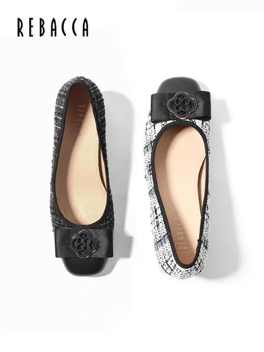 2楼瑞贝卡小香风蝴蝶结浅口中跟23年新款32JW0507 商品图0