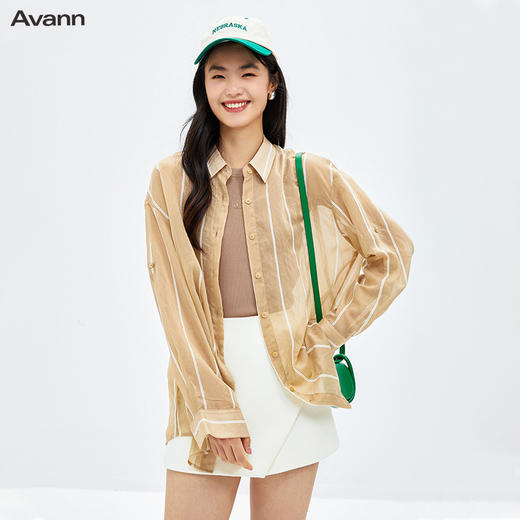 Avann条纹两穿天丝衬衫2310 商品图0