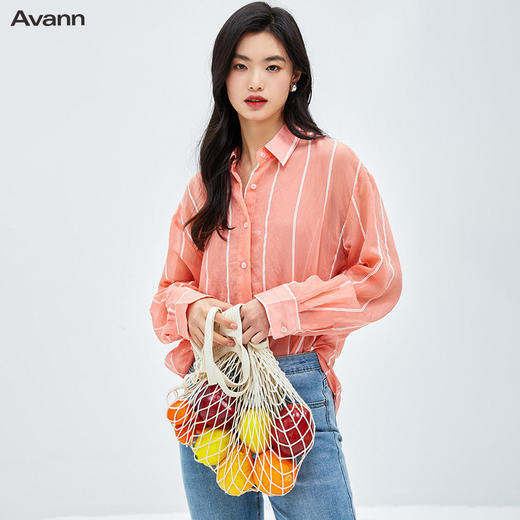 Avann条纹两穿天丝衬衫2310 商品图8