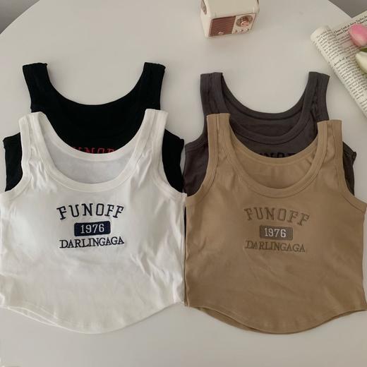 黛唯梵2023新款刺绣带胸垫运动背心女外穿修身打底短款吊带辣妹百搭上衣夏 商品图2