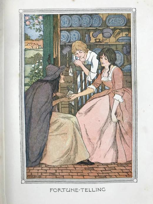 1898年 戈德史密斯《威克菲尔德牧师》 12幅彩色插图 漆布精装32开 商品图11