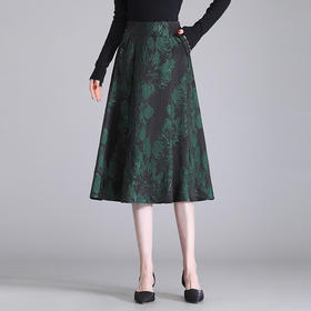 印花修身时尚大摆裙A字裙，后腰松紧气质通勤半身裙MYX-69927