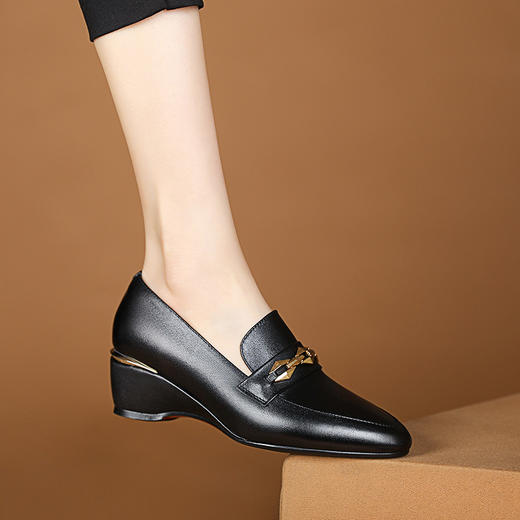 尖头坡跟单鞋，舒适职业瓢鞋XYM-k731 商品图4