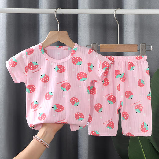 【舒适轻薄提花短袖套装】婴幼儿夏季套装男女宝宝短袖短裤套装儿童薄款空调家居服 商品图7