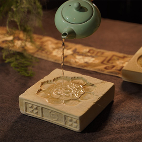 巴蜀汉陶·仿汉砖干泡茶台 |将非遗做成专利，能“喝水”的茶盘，太实用了！
