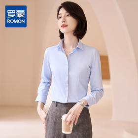 【专柜定制刺绣款】罗蒙春夏女装长袖衬衫女士正装商务通勤百搭纯色棉质衬衣