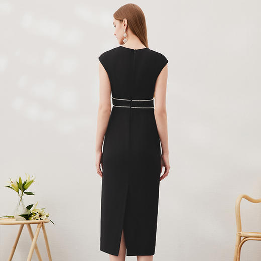 EITIE爱特爱春季新款洋气气质高腰显瘦飞袖礼服连衣裙长裙（建议手洗或装洗衣袋机洗，不可直接机洗 ）6977609 商品图10