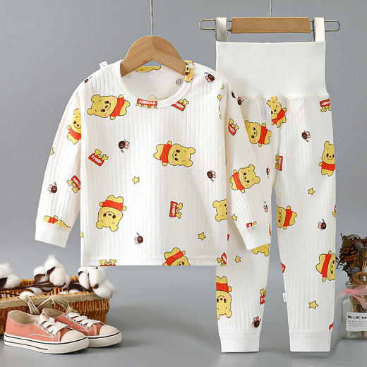 【宝宝纯棉舒适高腰套装】儿童春秋套装宝宝高腰护肚秋衣秋裤婴幼儿精梳棉家居服 商品图4