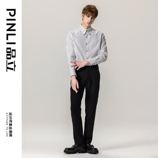 PINLI品立2023春季新款条纹扣领衬衫男士休闲商务衬衣GD231113039 商品图3
