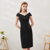 EITIE爱特爱春季新款优雅显瘦裙摆开叉连衣裙6907632 商品缩略图2