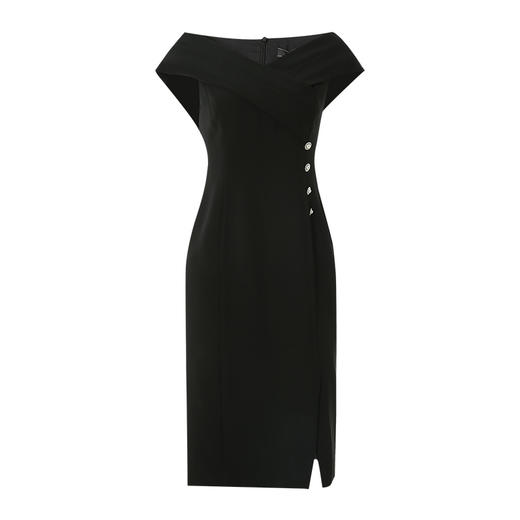 EITIE爱特爱春季新款优雅显瘦裙摆开叉连衣裙6907632 商品图5