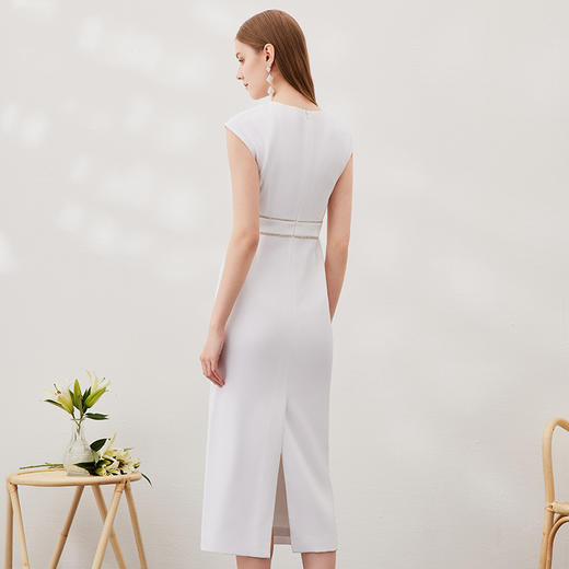 EITIE爱特爱春季新款洋气气质高腰显瘦飞袖礼服连衣裙长裙（建议手洗或装洗衣袋机洗，不可直接机洗 ）6977609 商品图5